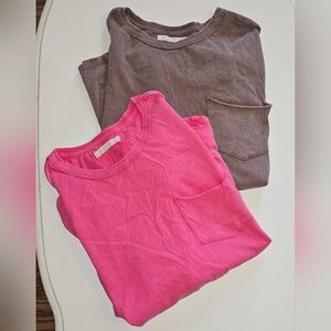 2 Piece Size M We The People Oversized Tops Pink and Brown